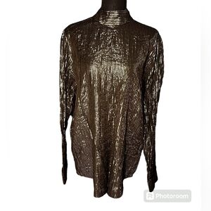 ASOS Design Gold and Black Tie Bow Neck Blouse sz L